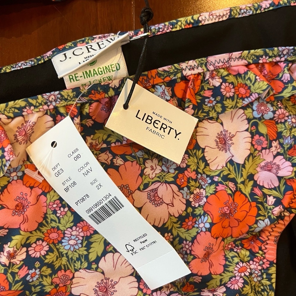 New NWT J.Crew Liberty Fabric Bikini Swim Set Two Piece Floral Plus Size 2X‎ XXL - Picture 4 of 5